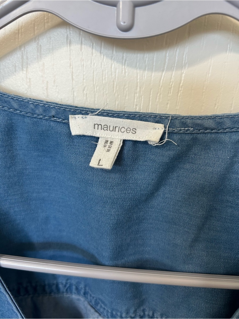 Maurices Lightweight Chambray Button-Front Top - Blue - Picture 2 of 4
